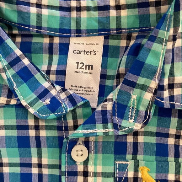 Carter’s Baby Boy Blue Plaid Outfit, Sz 12 Months NWT - Picture 3 of 7